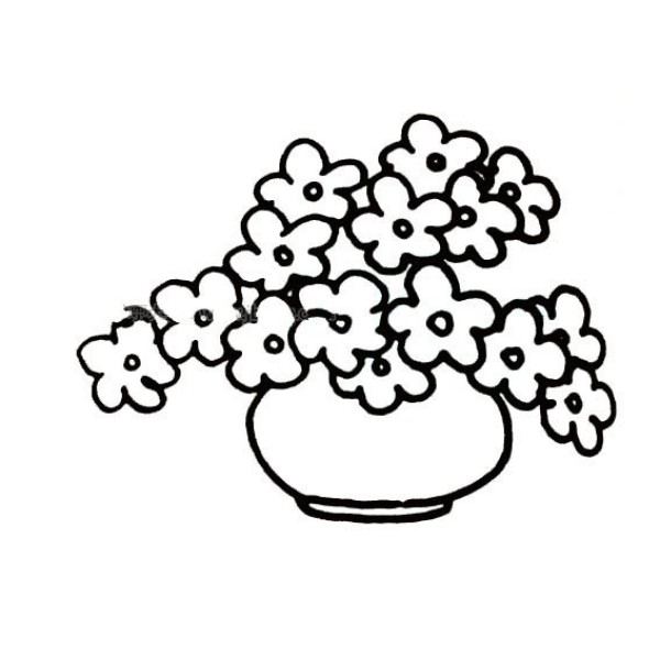 Advanced simple drawing of potted flowers