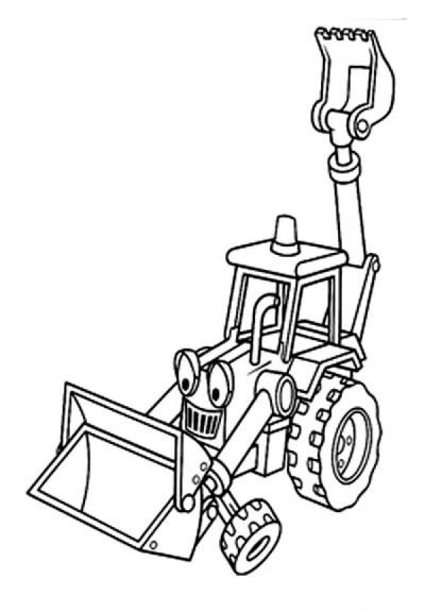 A complete collection of simple drawing pictures of cute excavator and forklift for children