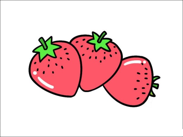 Simple drawing of three strawberries