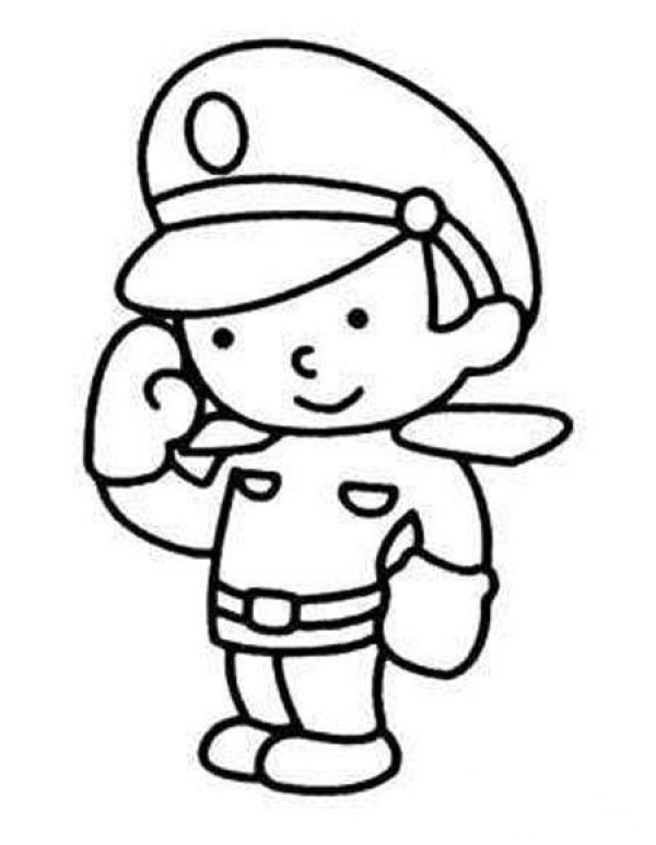 A collection of simple drawing pictures of cute little policemen for children