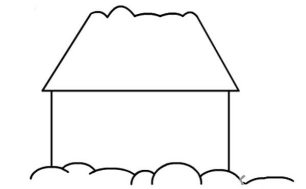 Childrens simple drawing of building house