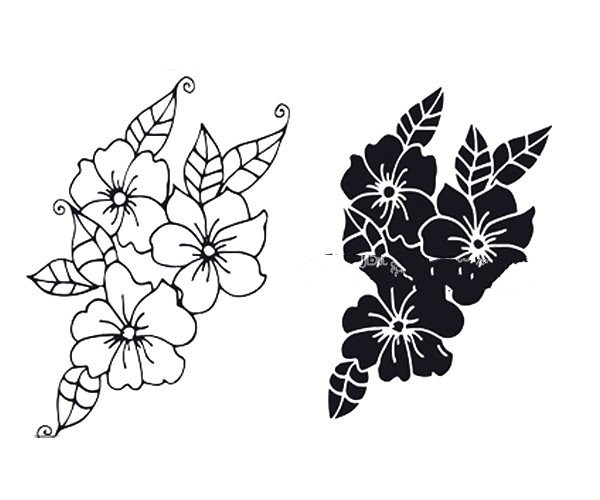 Eight beautiful simple drawing pictures of flowers in black and white style