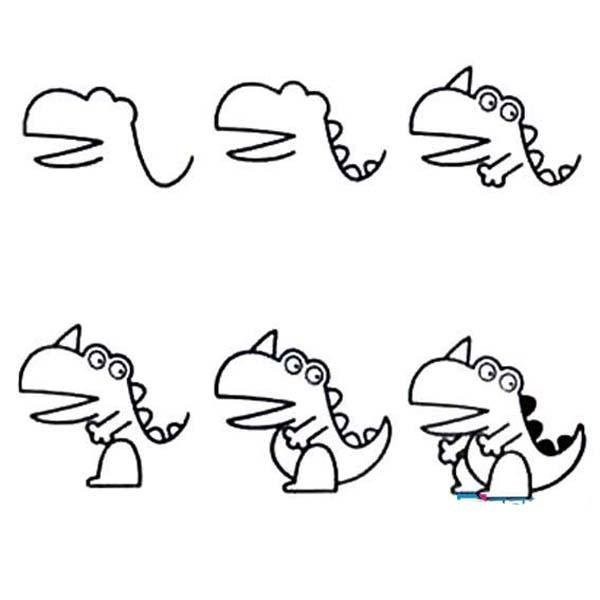 Simple drawing tutorial for children on how to draw dinosaurs