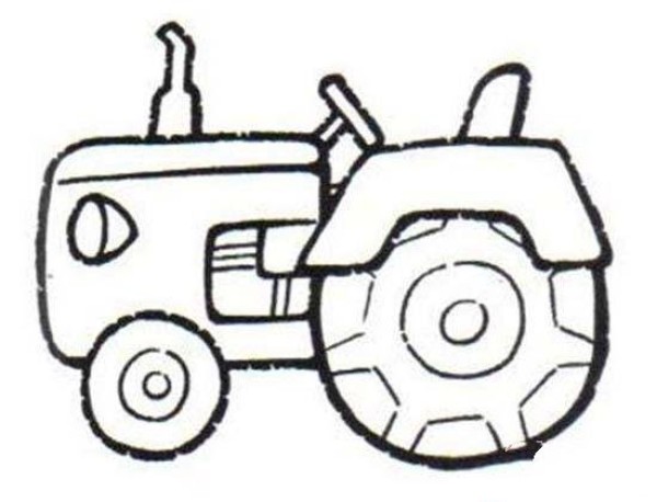 Childrens simple drawing picture of wheeled tractor