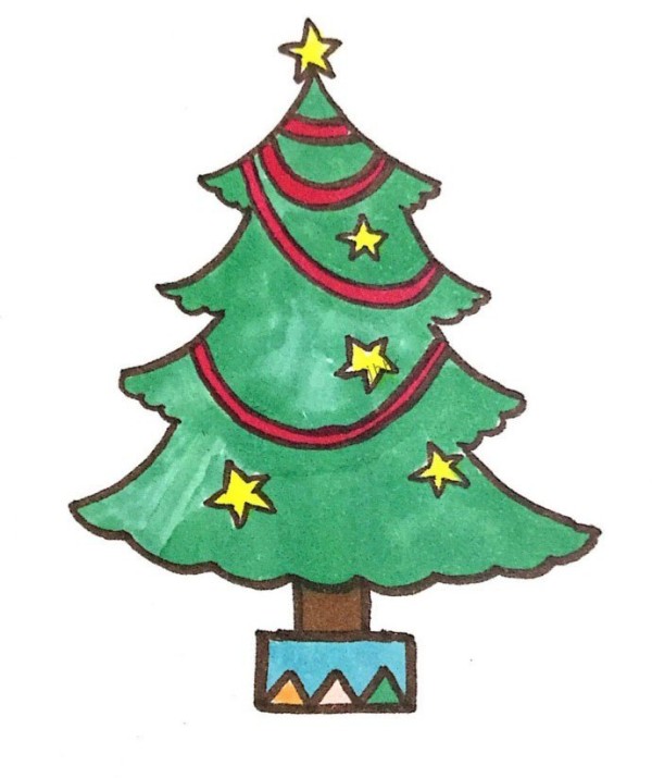 Simple and beautiful Christmas tree drawing pictures