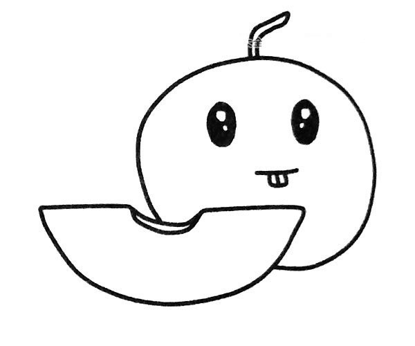 Cute Cartoon Cantaloupe Simple Drawing Picture