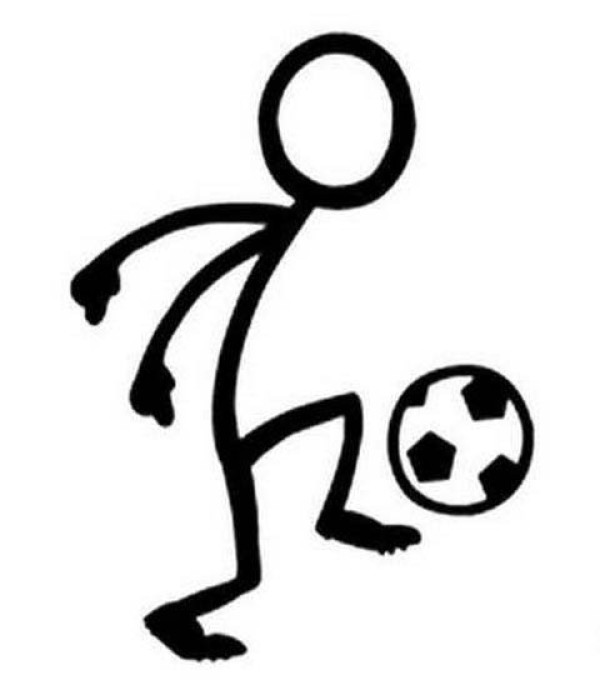 Stickman playing football simple picture