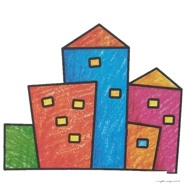 Children learn to draw buildings