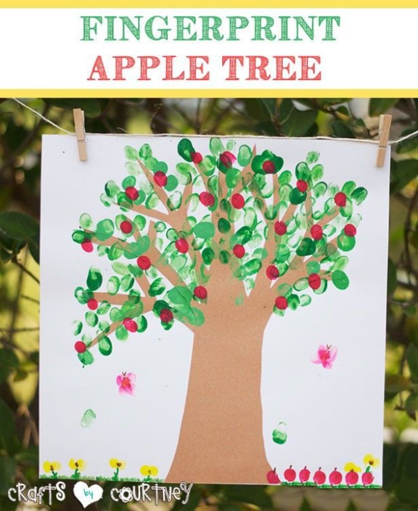 Finger painting apple tree