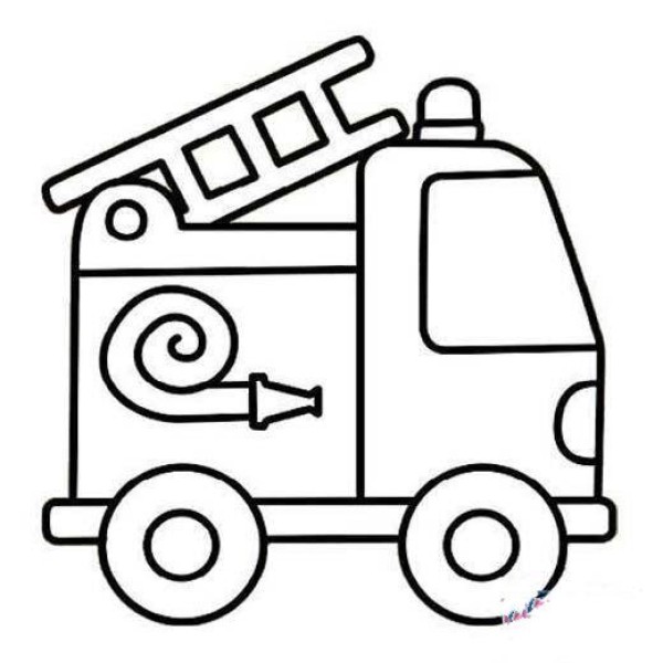 Childrens simple drawing picture of firetruck