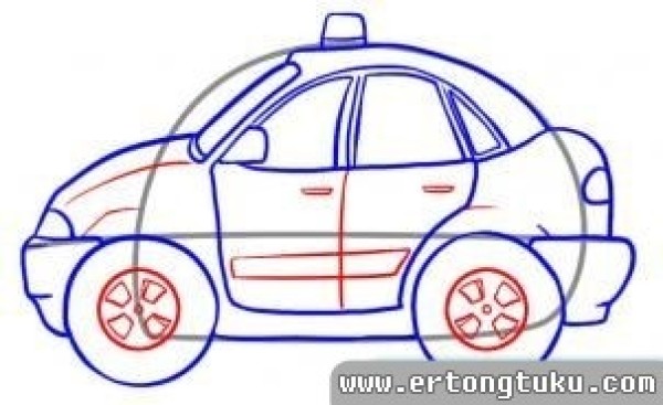 How to draw a police car with simple drawing steps