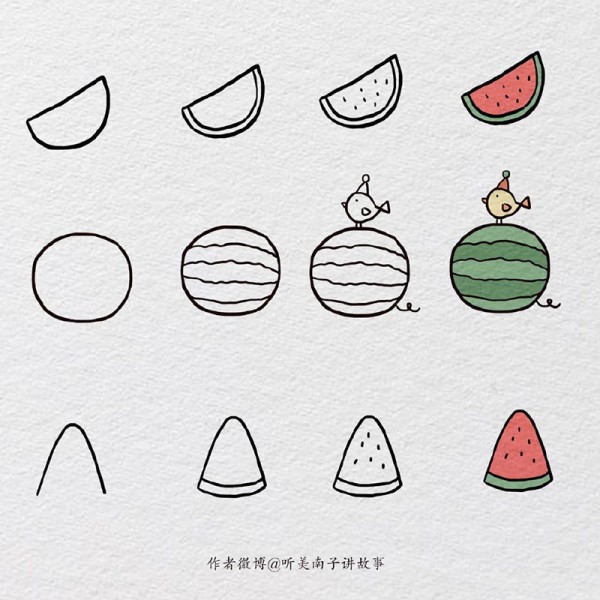 A set of fruit simple drawing tutorials