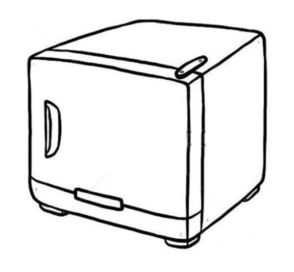 Simple drawing picture of childrens single door small refrigerator