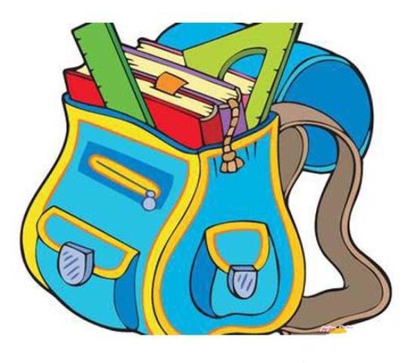 Simple drawing picture of open colorful schoolbag