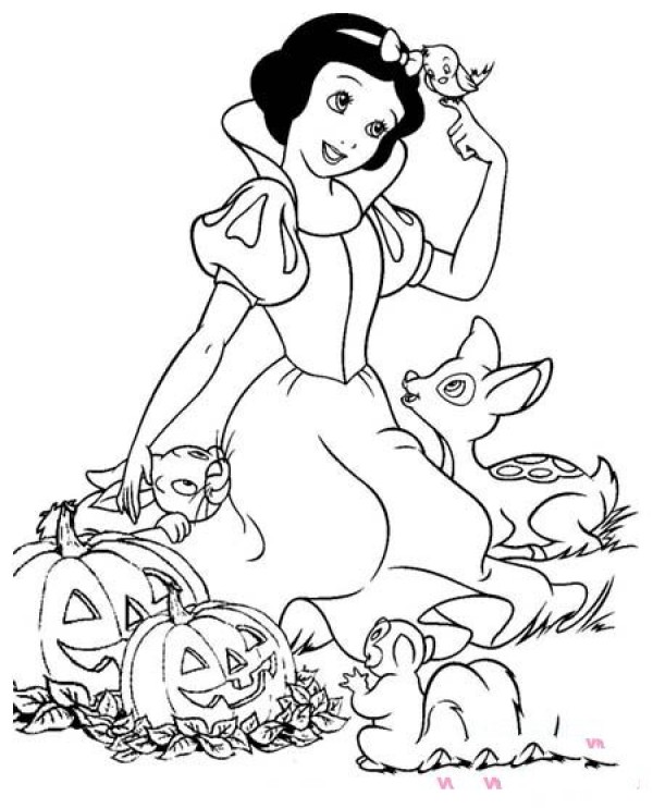 Snow White and the little animals simple drawing pictures