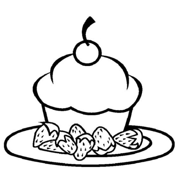 Strawberry Cupcake Simple Drawing