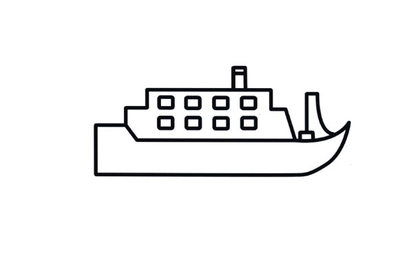 Steps to draw simple strokes of colored ships