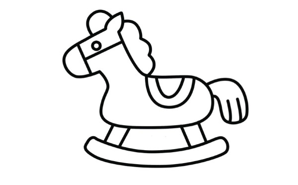 Simple drawing of small wooden horse toys for children