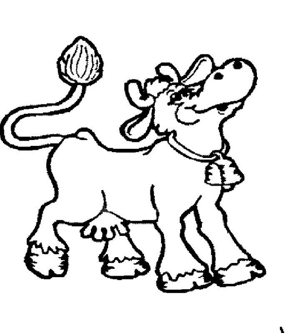 Simple drawing of cow wearing bell