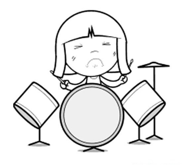 A complete collection of simple drawings of children beating the drums