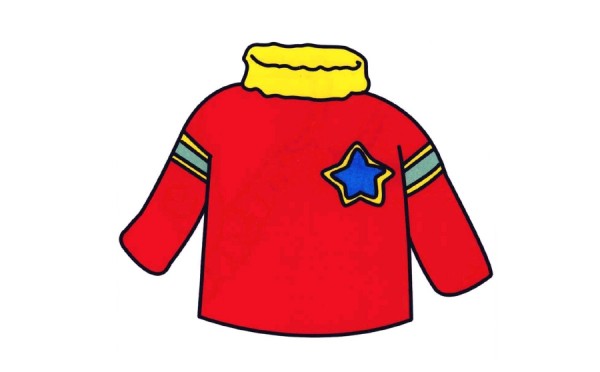 Coloring method of simple drawing of beautiful childrens sweater