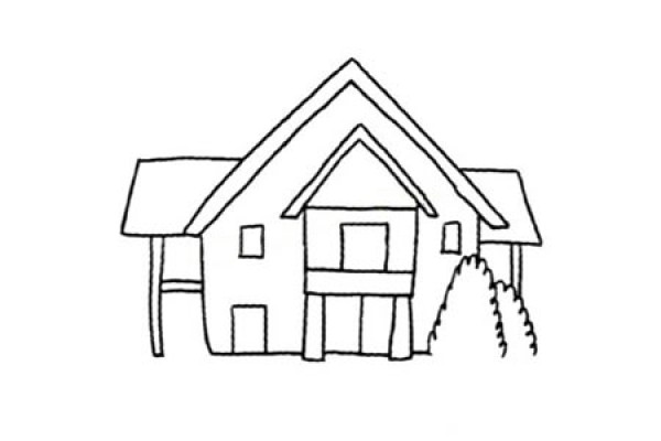 Beautiful wooden house simple drawing tutorial