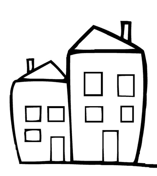 Childrens simple drawing of building small house