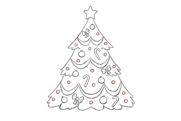 Draw a beautiful Christmas tree with simple strokes