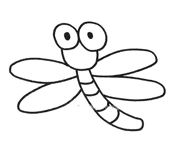 A set of cute cartoon dragonfly simple drawing pictures