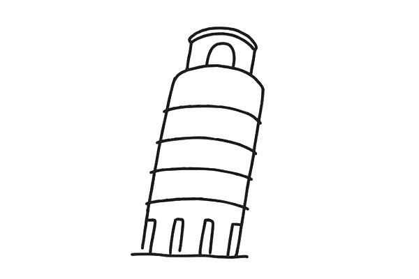 Leaning Tower of Pisa simple drawing steps