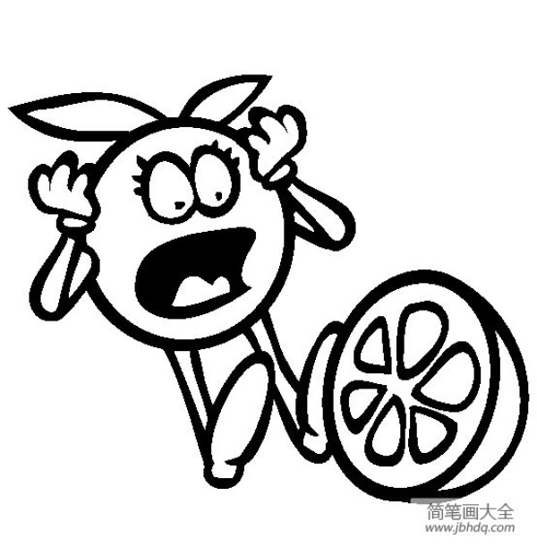 Funny orange cartoon simple drawing