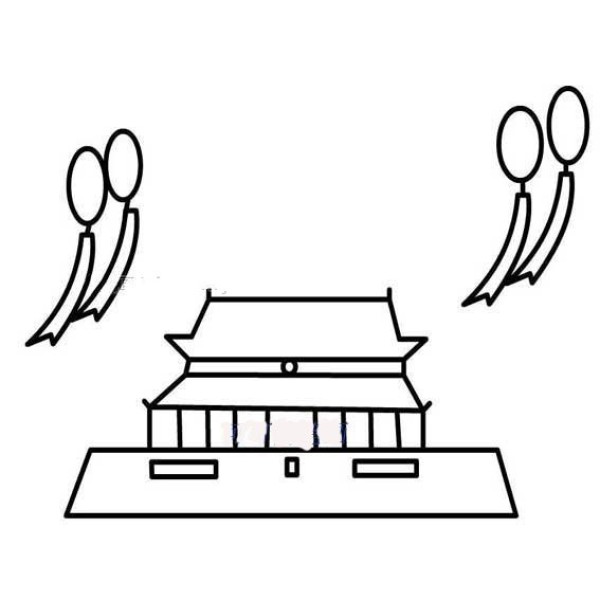 Simple drawing of Tiananmen Square in Beijing to welcome National Day