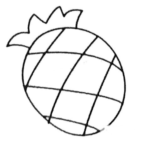 Complete collection of pineapple simple strokes and drawing steps