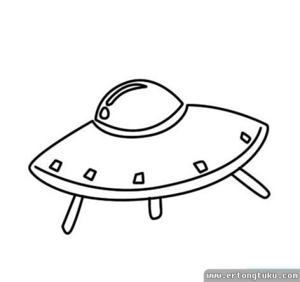 Spaceship black and white simple drawing series