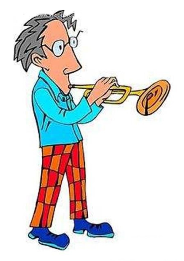 Simple drawing picture of trumpet player with color