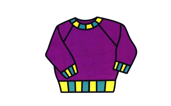 Colorful simple drawings of childrens sweaters