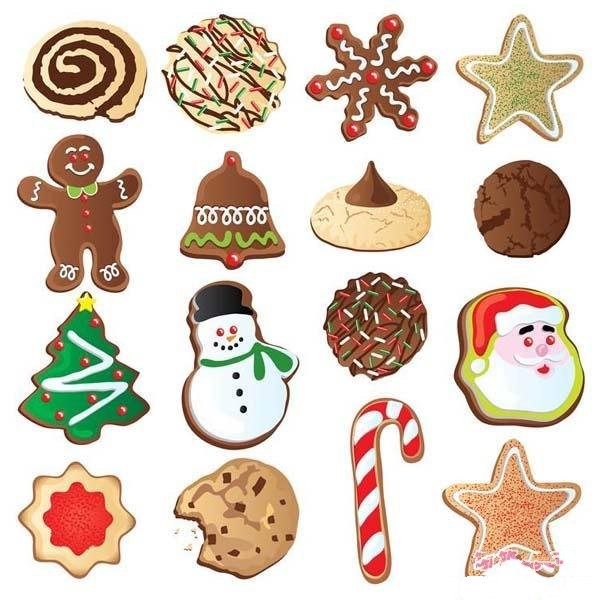 A complete collection of simple drawing pictures of Christmas cookies for coloring