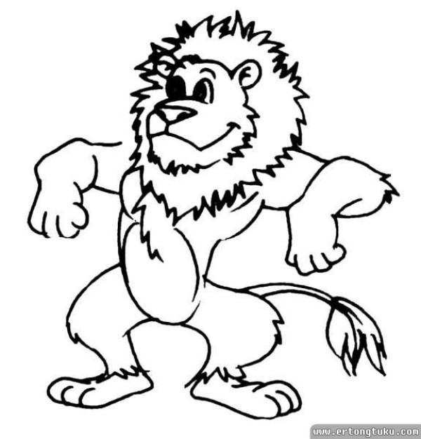 Big lion funny cartoon simple strokes