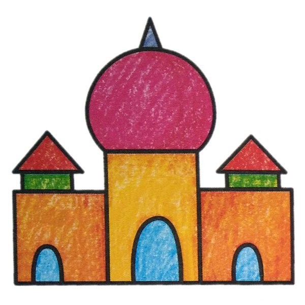 Children learn to draw castles