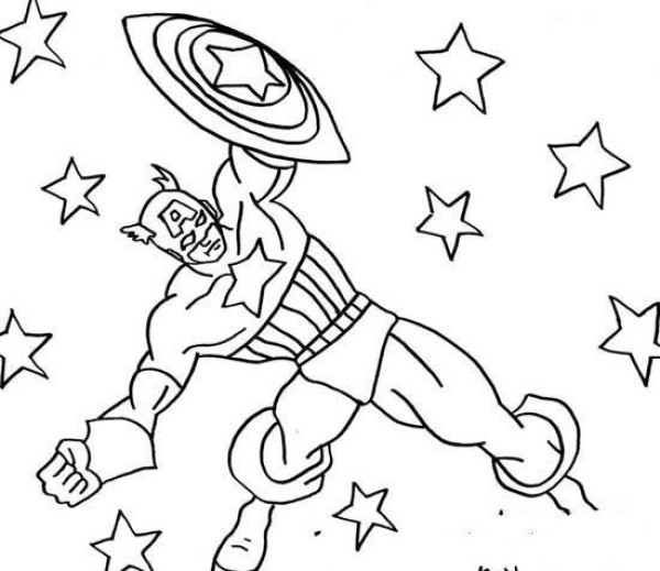 A complete collection of simple drawing pictures of Captain America in battle