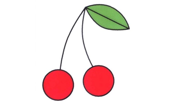 Tutorial on how to draw two small cherries in simple strokes