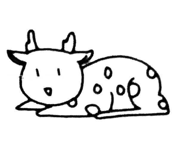 Draw a lying sika deer in four steps