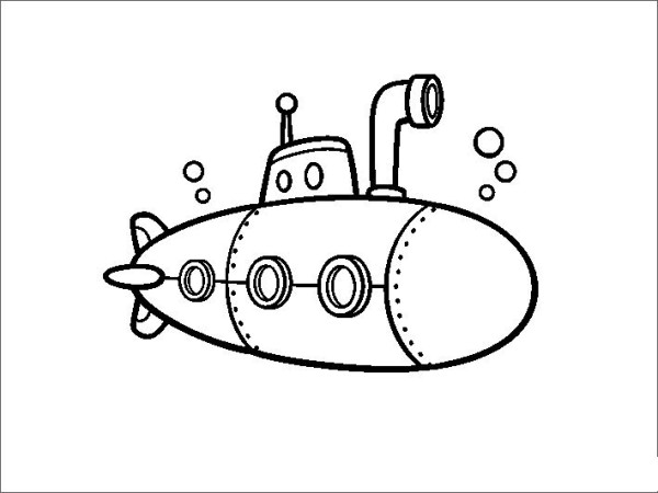 Cartoon submarine simple strokes