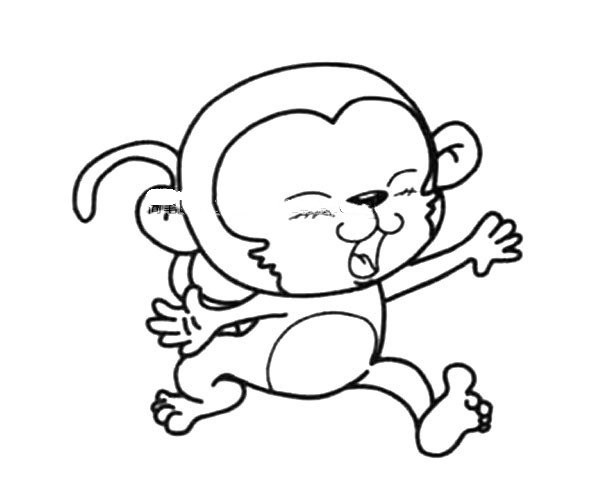 Happy little monkey simple drawing picture