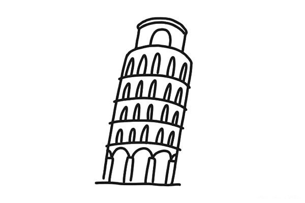 Leaning Tower of Pisa simple drawing steps