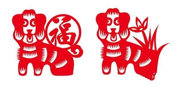 Year of the Dog Spring Festival Paper-cut Simple Drawing Picture Material