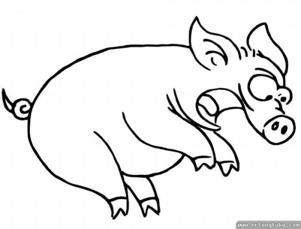 Happy pig cute simple drawing picture