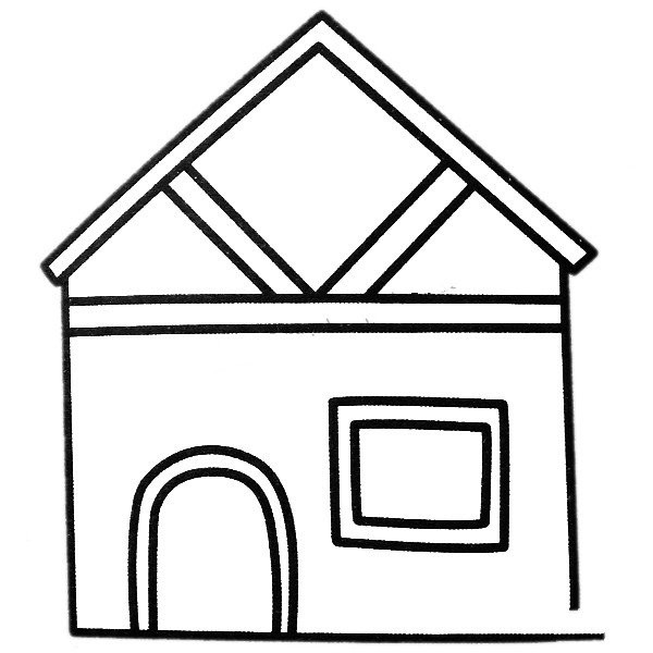 Children learn to draw simple drawings of houses