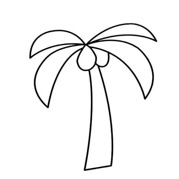 Complete collection of simple drawings of coconut trees. Simple drawings of coconut trees under the moonlight.