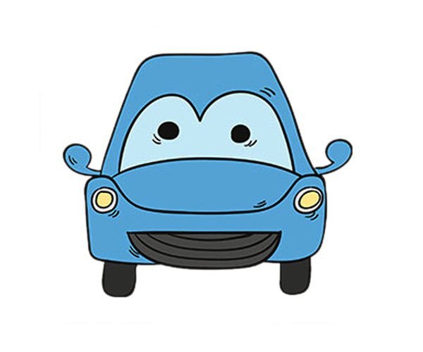 A set of cute cartoon car simple drawing pictures